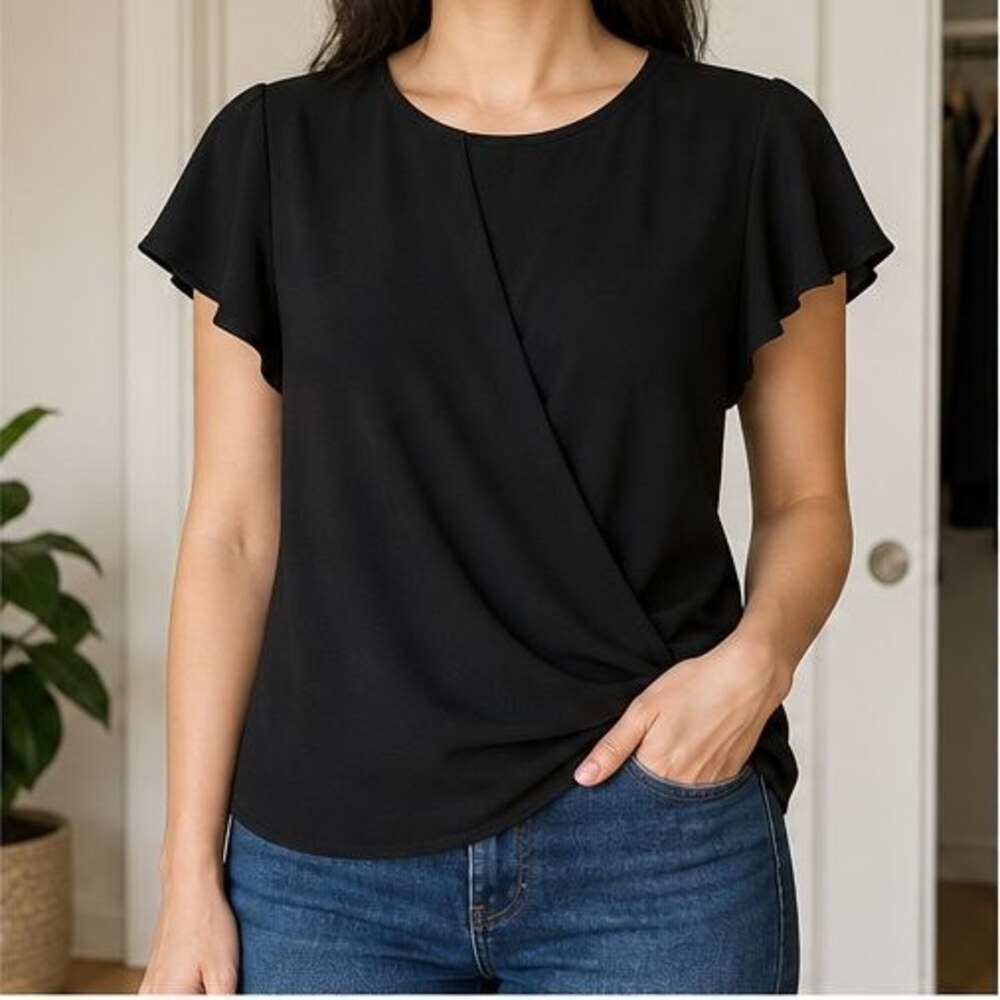 Black Ruffle Blouse - Picture 2 of 6